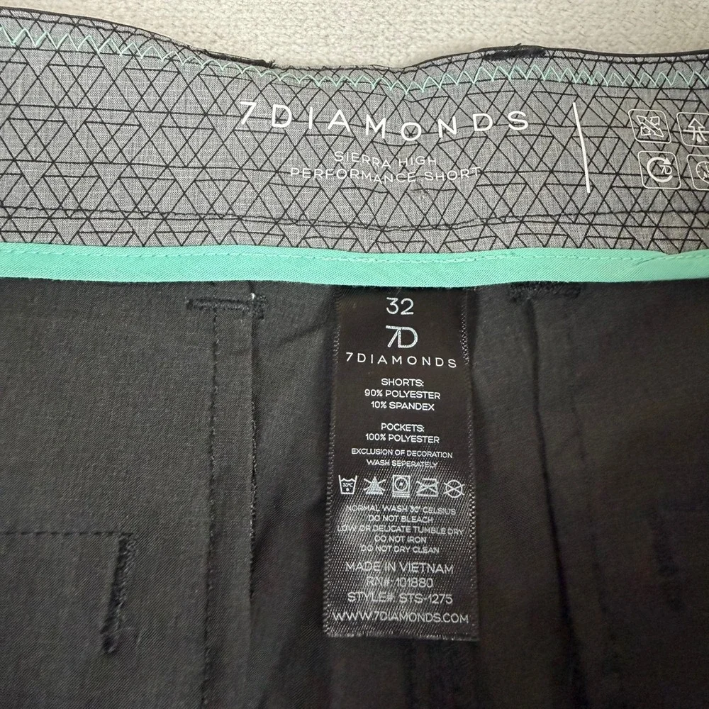 7 Diamonds Sierra High Performance Shorts Mens 32 Black Stretch $79 7D New NWT